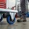 100mm Pressed Steel Fixed Castor with Blue Rubber on Polypropylene Wheel - 120kg Max Load