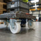 80mm Pressed Steel Swivel Castor Wheel with Directional Brake, 4 Hole Top Plate & White Nylon Wheel - 120kg Load Capacity