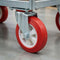 150mm Pressed Steel Swivel Castor Wheel - Red Polyamide, 4-Hole Top Plate - 180kg Load Capacity
