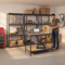3x Heavy Duty Shelving Units - 1600mm High & 1x Workbench - 1200mm Wide - Grey