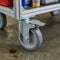 60mm Zinc Plated Swivel Retail Castor Wheel with Brake - Grey Rubber & 4-Hole Top Plate, 40kg Load