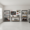 4 Heavy Duty Shelving Units and 1 Workbench - 1600mm High & Wide - Grey