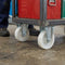 80mm Pressed Steel Fixed Castor with White Nylon Wheel, 4-Hole Top Plate - 120kg Load Capacity