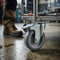 80mm Zinc Plated Swivel Retail Castor Wheel with Brake - Grey Rubber & 4-Hole Top Plate, 50kg Load