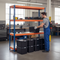 2x Premium Heavy Duty Shelving - 2200mm High - Blue & Orange with 12x 37L Plastic Storage Boxes