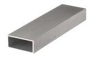 Rectangular aluminium tube with brushed finish isolated on white background.