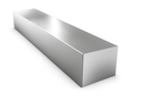 Shiny aluminum square bar on a white background.