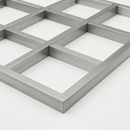 Close-up of aluminum square tube grid structure