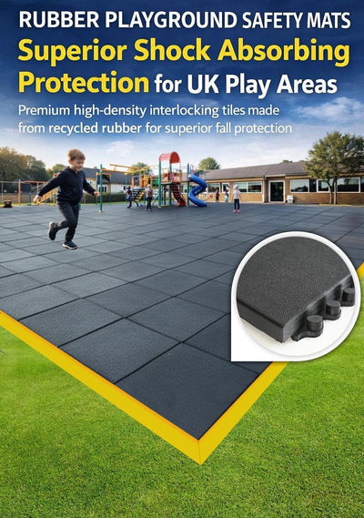 Rubber Playground Safety Mats 36in x 36in โ Shock Absorbing Tiles | UK Outdoor Play Areas
