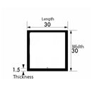 Aluminium Square Tube 30mm x 30mm x 1.5mm | Lightweight, Corrosion-Resistant Metal for DIY & Industrial Projects