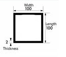Aluminium Square Tube – 100mm x 100mm x 2mm – Plain Finish Extra-Large, Rust-Proof Box Section for Heavy-Duty DIY Projects, Modern Furniture Frames & Structural Constructions
