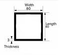 UltraForge Titanium-Series Aluminium Square Tube – 76.2mm × 76.2mm × 6.3 mm (3″ × 3″ × 1⁄4″) – Plain Finish Heavy-Wall Box Section with Radius Corners, Rust-Proof Premium Tubing for Designer DIY, Furniture Frame & Structural Mastery
