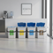 4x 15L Recycling Bins with Flip Lids – Compact Multi-Colour Waste Segregation Set