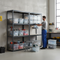 2x Heavy Duty Shelving Unit - 1600mm High - Grey with 12x 60L Plastic Storage Boxes