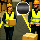 Anti-Fatigue Noise Reducing Mat – Durable PVC Foam, Non-Slip, Cushioned Support for Workstations, Garages with Yellow Safety Borders