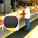 Anti-Fatigue Noise Reducing Mat – Durable PVC Foam, Non-Slip, Cushioned Support for Workstations, Garages with Yellow Safety Borders