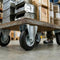 200mm Pressed Steel Fixed Castor Wheel - Black Rubber on Pressed Steel - 180kg Load Capacity