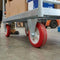 80mm Pressed Steel Fixed Castor Wheel - Red Polyurethane on White Nylon - 90kg Load Capacity