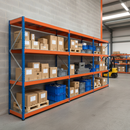3x Heavy Duty Industrial Shelving - 2440mm High - 400kg Capacity - Steel Construction