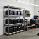 Premium Heavy Duty Shelving - 1600mm High - Grey with 8x 37L Plastic Storage Boxes