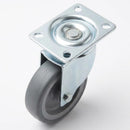 White Smoke 60mm Zinc Plated Swivel Retail Castor Wheel - Grey Rubber, 4-Hole Top Plate - 40kg Load Capacity