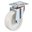 White Smoke 80mm Pressed Steel Swivel Castor Wheel with 4 Hole Top Plate & White Nylon Wheel - 120kg Load Capacity