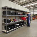 3x Premium Heavy Duty Shelving - 1600mm High - Grey with 8x 62L Plastic Storage Boxes