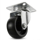 White Smoke 50mm Pressed Steel Swivel Castor Wheel - Black Polypropylene & 4-Hole Top Plate - 65kg Max Load