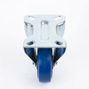 Lavender 100mm Pressed Steel Fixed Castor with Blue Rubber on Polypropylene Wheel - 120kg Max Load