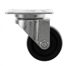 White Smoke 50mm Pressed Steel Swivel Castor Wheel - Black Polypropylene & 4-Hole Top Plate - 65kg Max Load