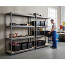 2x Premium Heavy Duty Shelving - 1800mm High - Grey with 8x 62L Plastic Storage Boxes