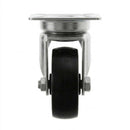 White Smoke 50mm Pressed Steel Swivel Castor Wheel - Black Polypropylene & 4-Hole Top Plate - 65kg Max Load
