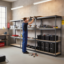 3x Premium Heavy Duty Shelving - 2000mm High - Grey with 8x 37L Storage Boxes