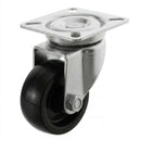 White Smoke 50mm Pressed Steel Swivel Castor Wheel - Black Polypropylene & 4-Hole Top Plate - 65kg Max Load