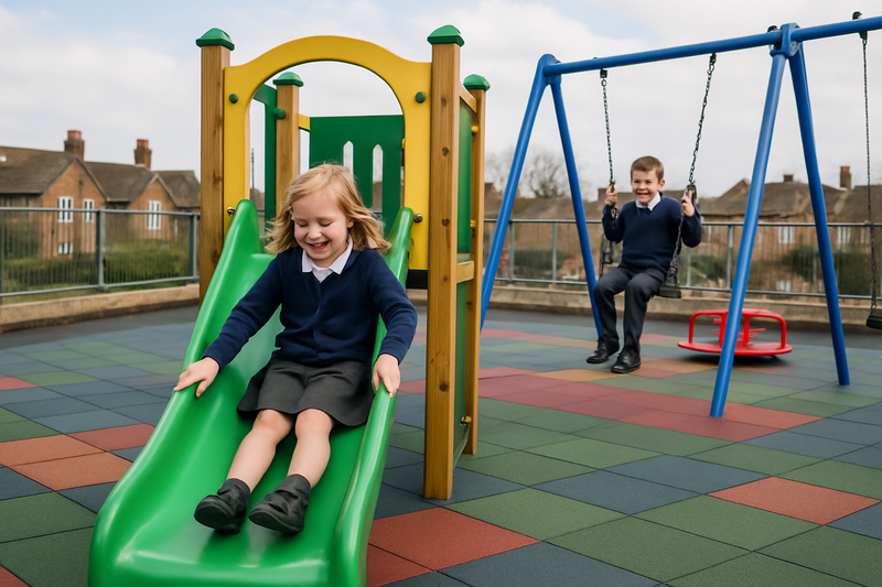 Safety Mats for Play and Protect - 1m x 1m Rubber Tiles, Anti-Slip, Weather-Resistant, Insulated, Ideal for Playgrounds, Gyms, Pools