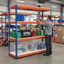 Heavy Duty Melamine Shelving 1980mm High 400kg Capacity - Blue & Orange Industrial Racking