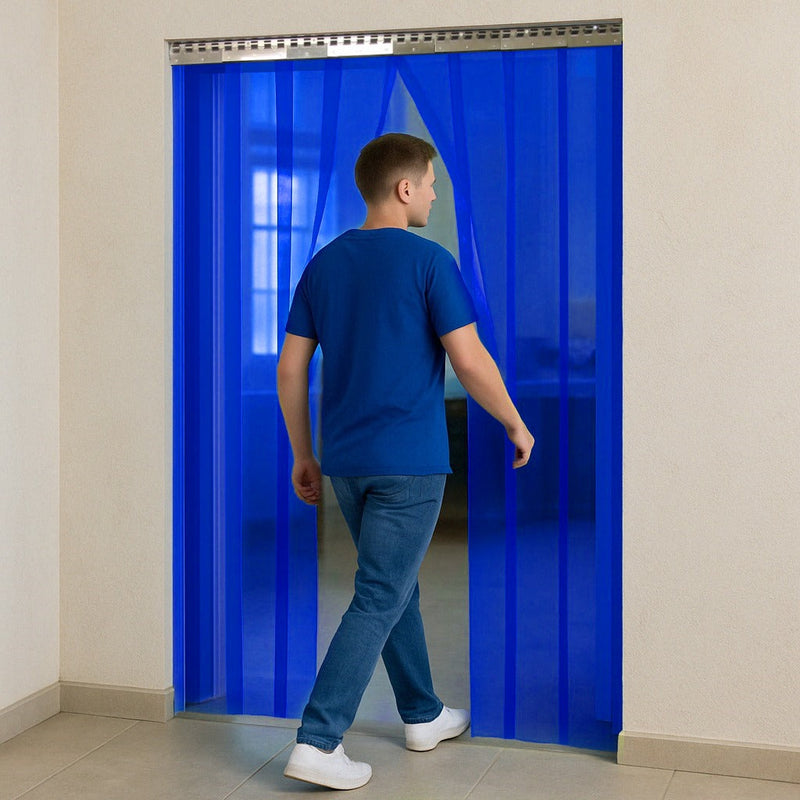 Transparent Blue PVC Strip Curtains – Hook-On Creative Interior Kit for Offices, Studios & Workspaces
