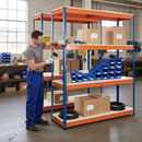 3x Heavy Duty Industrial Shelving - 1980mm High - 400kg Capacity - Melamine - Dual Color Design