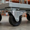 Black 100mm Pressed Steel Swivel Castor Wheel with Brake - Black Polypropylene & 4-Hole Top Plate - 85kg Load