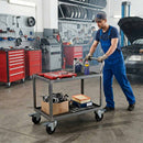 Slate Gray 100mm Pressed Steel Swivel Castor Wheel with Brake - Black Polypropylene & 4-Hole Top Plate - 85kg Load