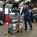 100mm Pressed Steel Fixed Castor Wheel - Black Rubber on Pressed Steel - 75kg Load Capacity