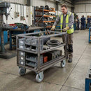100mm Pressed Steel Fixed Castor Wheel - Grey Rubber on Pressed Steel - 75kg Load Capacity
