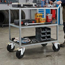 100mm Pressed Steel Swivel Castor, Black Rubber on Polypropylene Wheel, Directional Brake - 75kg Load