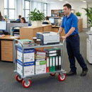 100mm Pressed Steel Swivel Castor Wheel with Directional Brake & Top Plate - Red Polyamide, 110kg Load