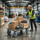 100mm Zinc Plated Swivel Retail Castor Wheel with Brake - Grey Rubber & 4-Hole Top Plate, 80kg Load