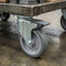 100mm Zinc Plated Swivel Retail Castor Wheel with Brake - Grey Rubber & 4-Hole Top Plate, 80kg Load