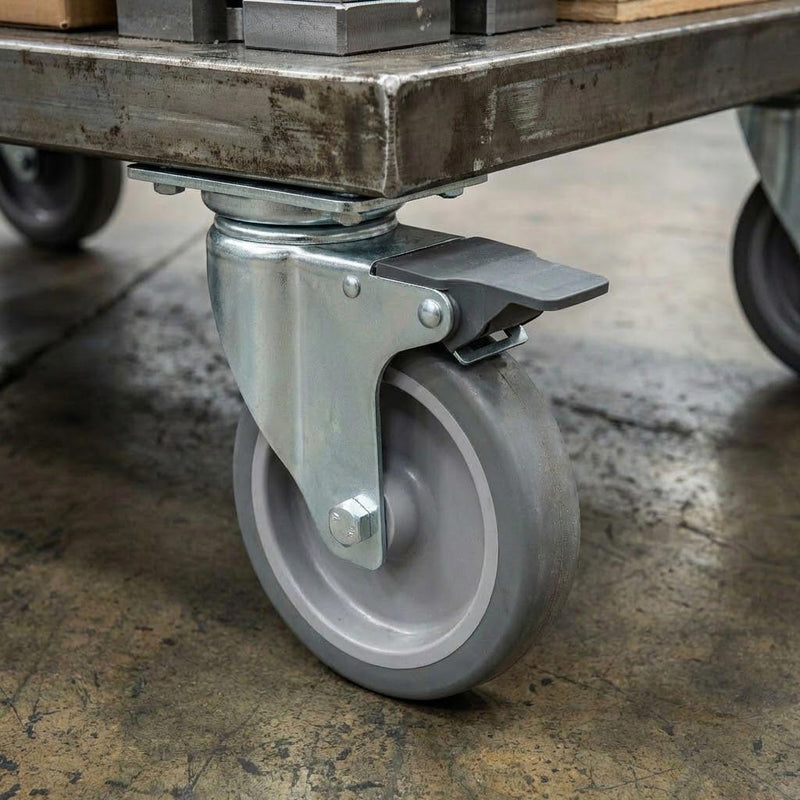 100mm Swivel Castor with Brake | Grey Rubber Wheel | 80kg Capacity