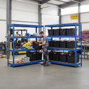 4x Heavy Duty Shelving - 1770mm High - Blue with 8x 62L Plastic Storage Boxes