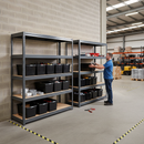 Heavy Duty Shelving 1770mm High Grey - 2 Bay Racking with 12x 62L Storage Boxes