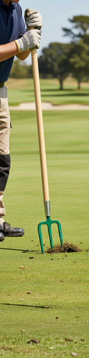 Professional Long Handled Divot Repair Fork with 54" Ash Handle and Carbon Steel Head for Sports Surface Maintenance - Det...